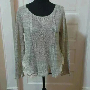 Blue Pepper Hi-low lace sweater #0102G